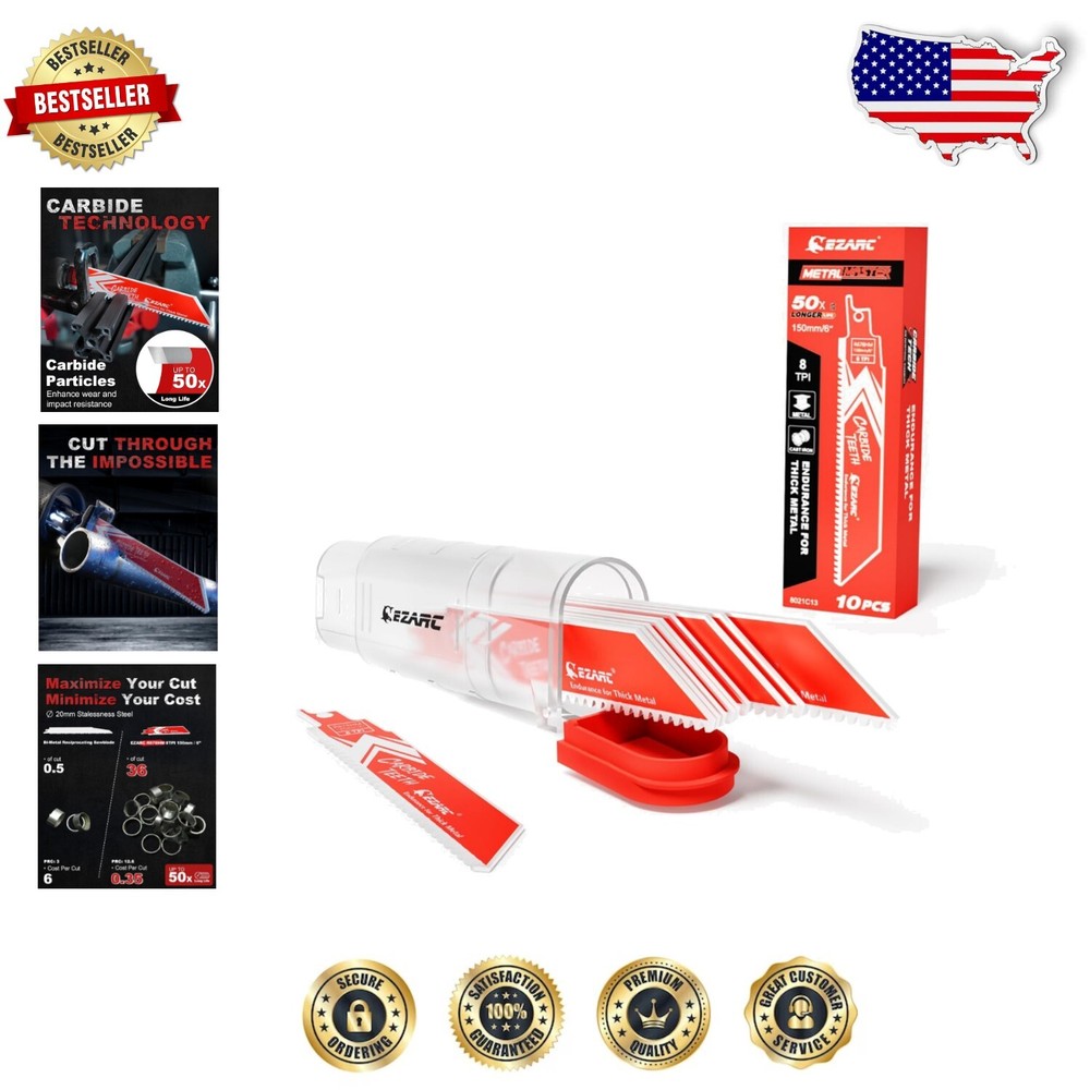 10-Pack Heavy-Duty Carbide Reciprocating Saw Blades - 6