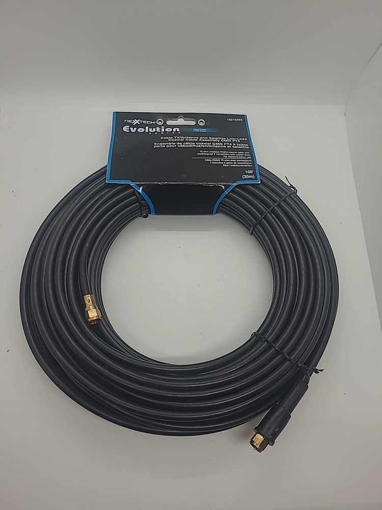 Nexxtech 100’ 75 Ohm Coaxial Cable Rg6/u CMG FT4 Low Loss Cable TV & satellite