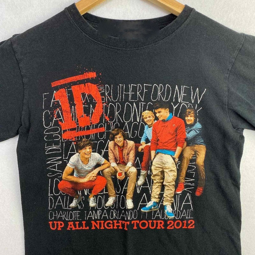 Vintage One Direction 2012 Tour Black Cotton Band Shirt All Sizes MC004