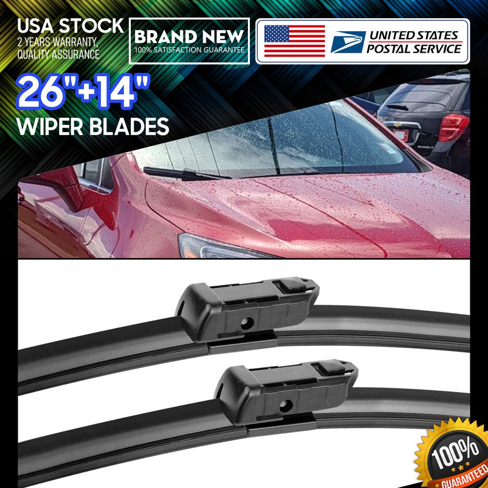 Waterproof 26''+14'' Premium Rubber Bracketless Windshield Wiper Blades /pair