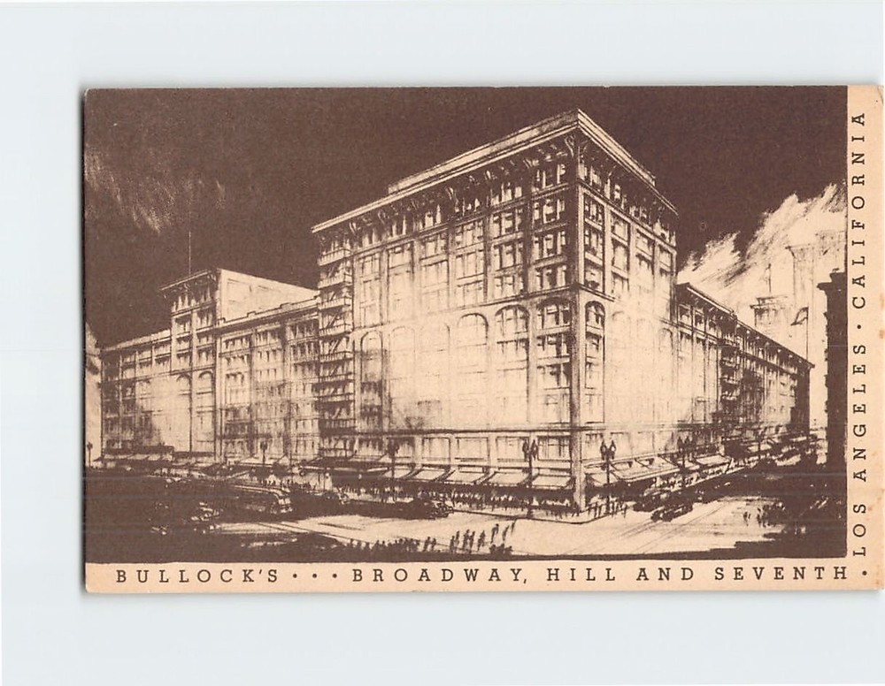 Postcard Bullock's Broadway Los Angeles California USA