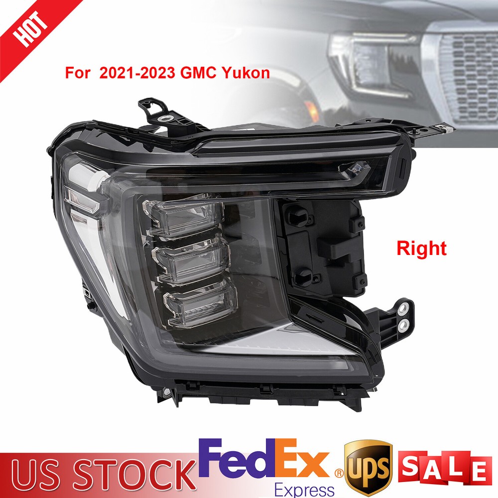 Fit for 2021-2023 GMC Yukon Headlight RH Front Right Passenger Side LED OEM Lamp