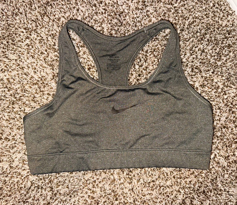 Nike Dri-FIT Women’s Gray Racerback Sports Bra M Medium Support Wireless