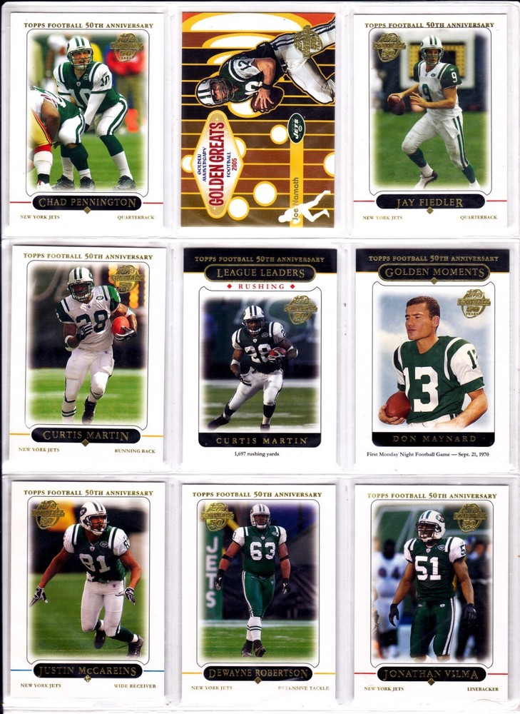 New York Jets 2005 Topps Team Set (15) w/RC Chad Pennington Joe Namath
