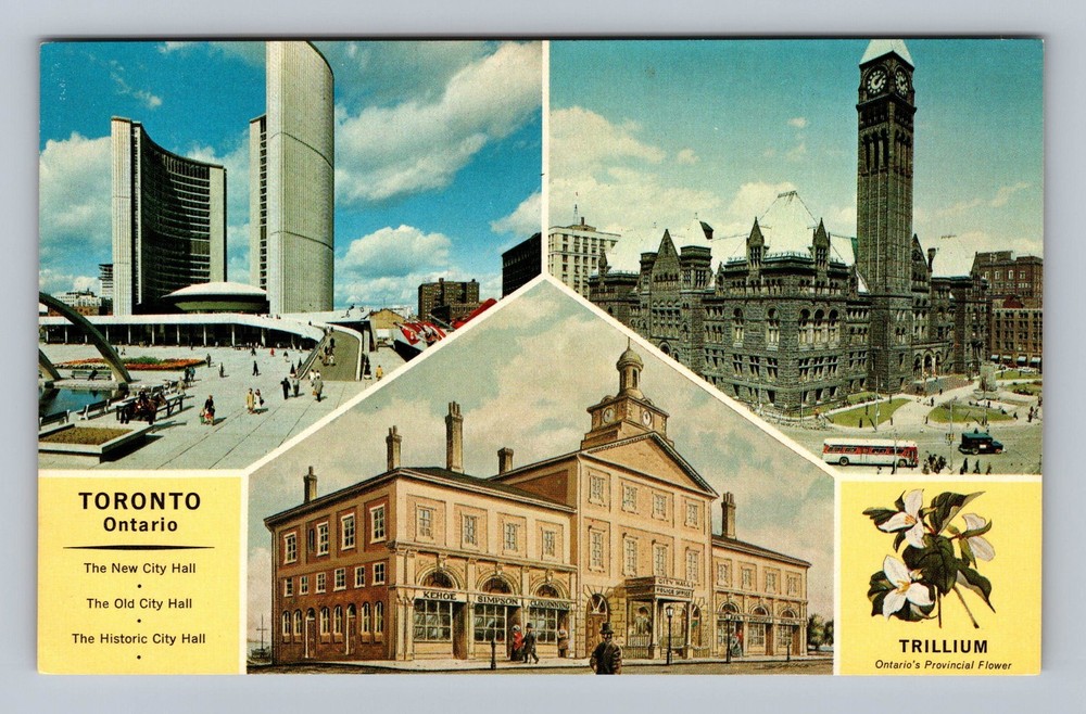 Canada- Ontario Toronto New & Old Historic City Hall Postal Old Vintage Postcard