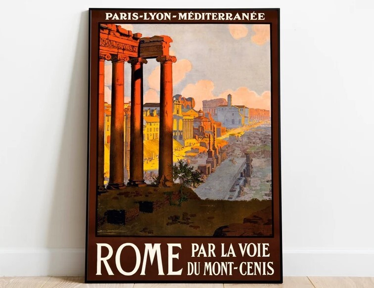 Rome Vintage Travel Poster| Wall Art Print| Wrapped for Wall Decor