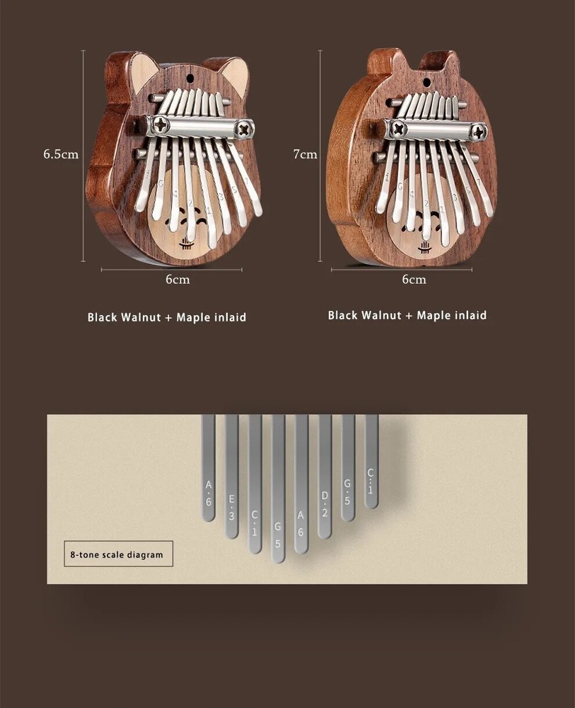 100% New 8 key chinchilla wooden  kalimba board Mini kalimba thumb piano