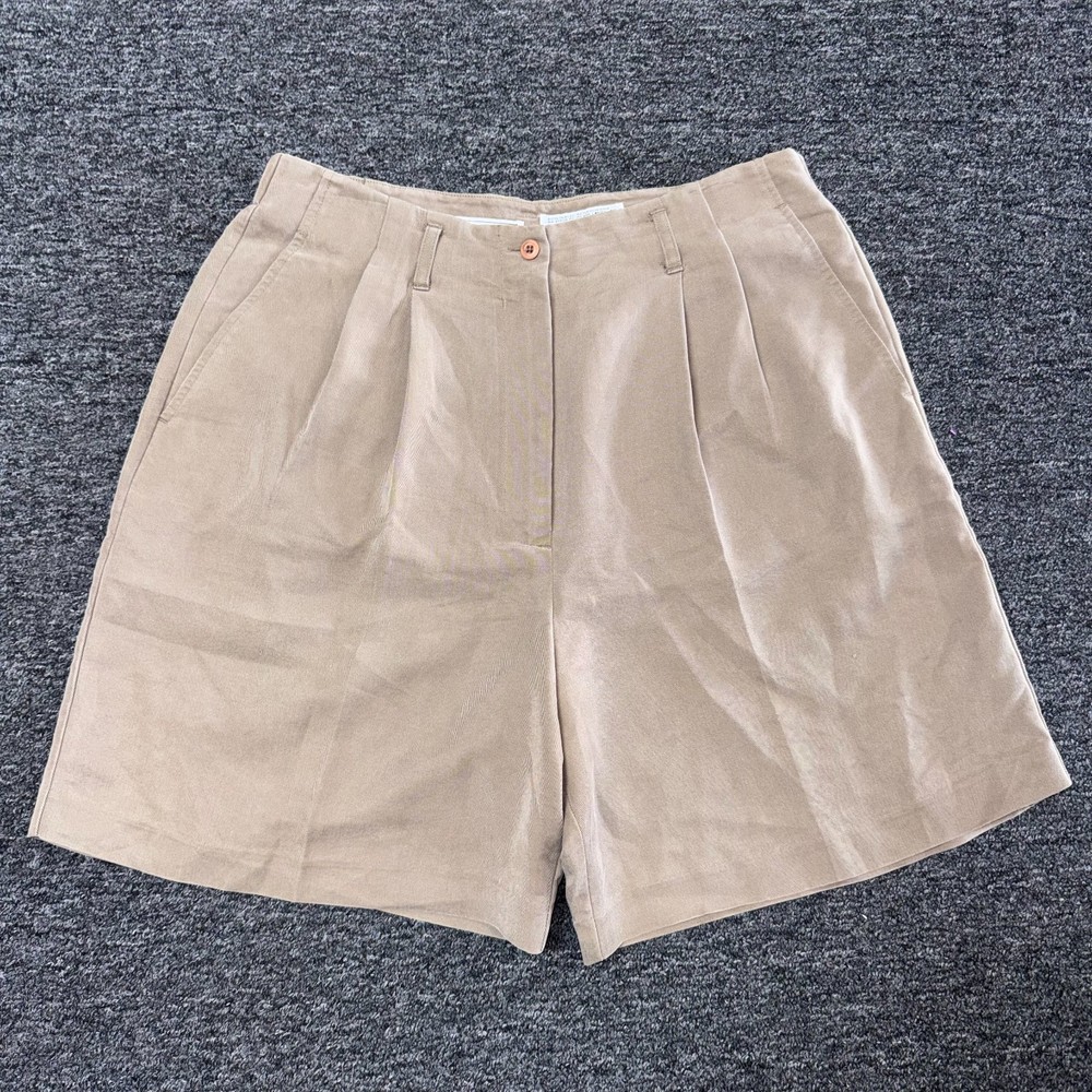 Vintage 90s Izod Club Pleated Chino Golf Shorts Womens - Size 14 Beige Tencil