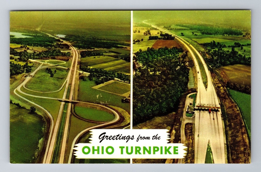 OH-Ohio, Aerial View of Ohio Turnpike, Antique Vintage Souvenir Postcard