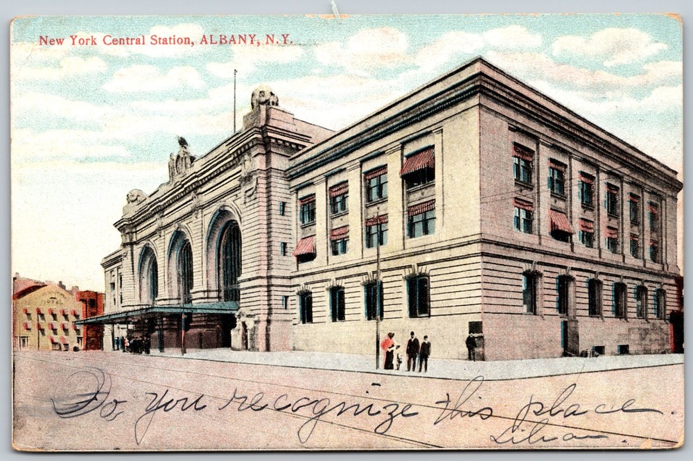 1907 Central Station Albany New York ANTIQUE Postcard 5255