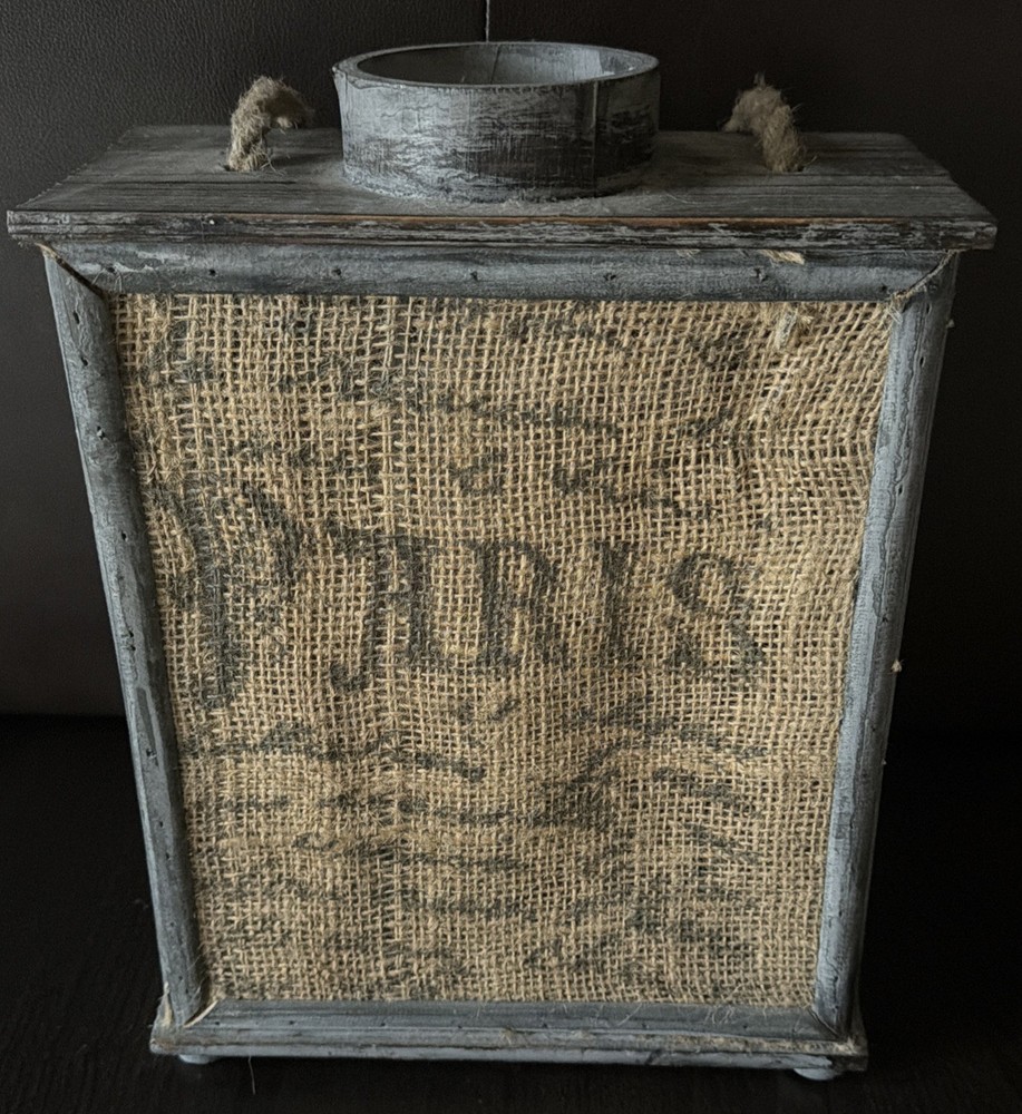 Rustic Distressed Farmhouse Wood Paris Candle Holder Lantern