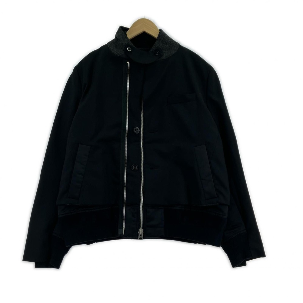 Sacai Black Polyester MA-1 Blouson Jacket Size 3 Pre-Owned Stylish Outerwear