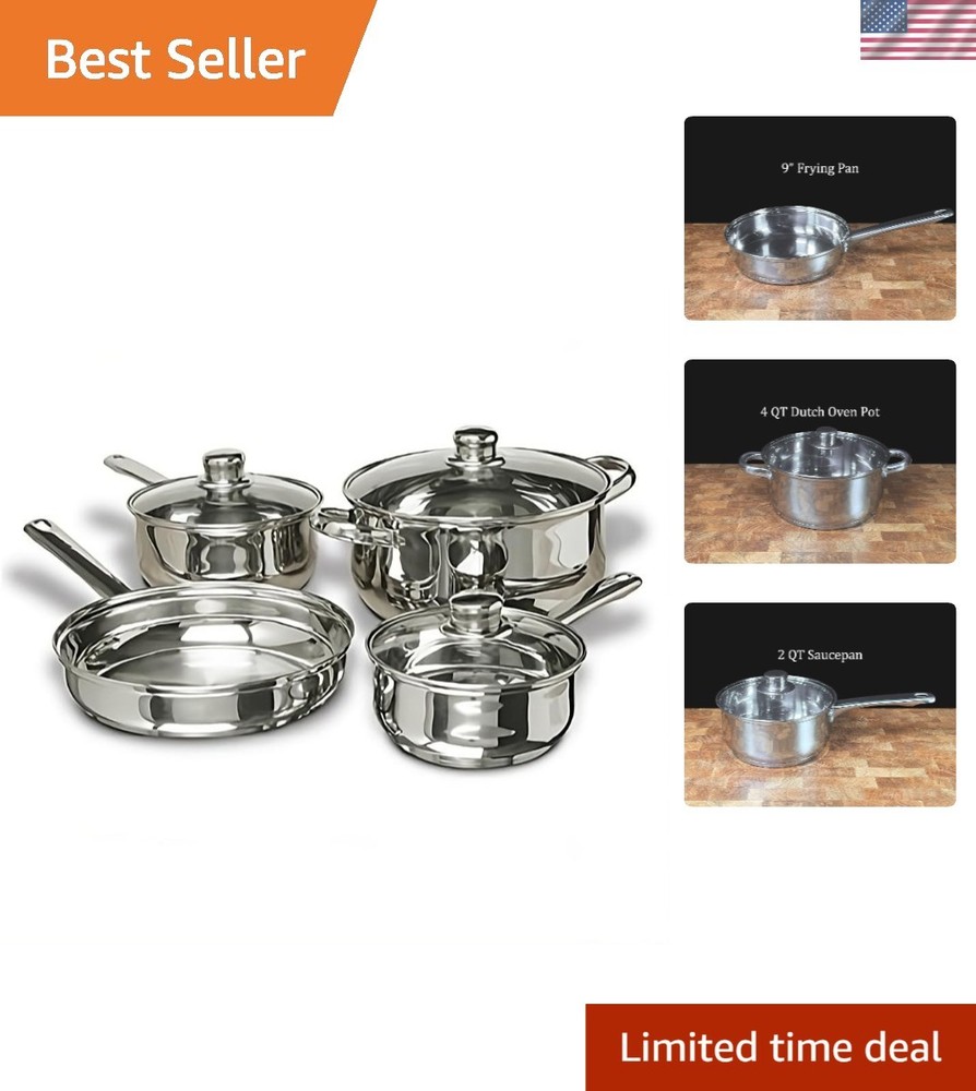 Luxury 7-Piece Stainless Steel Cookware Set – Easy Clean Even Heating