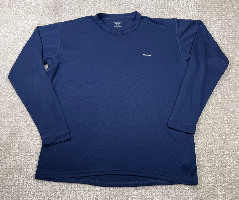 Vintage Patagonia Capilene Shirt Mens Large Blue Long Sleeve Base Layer Hike USA