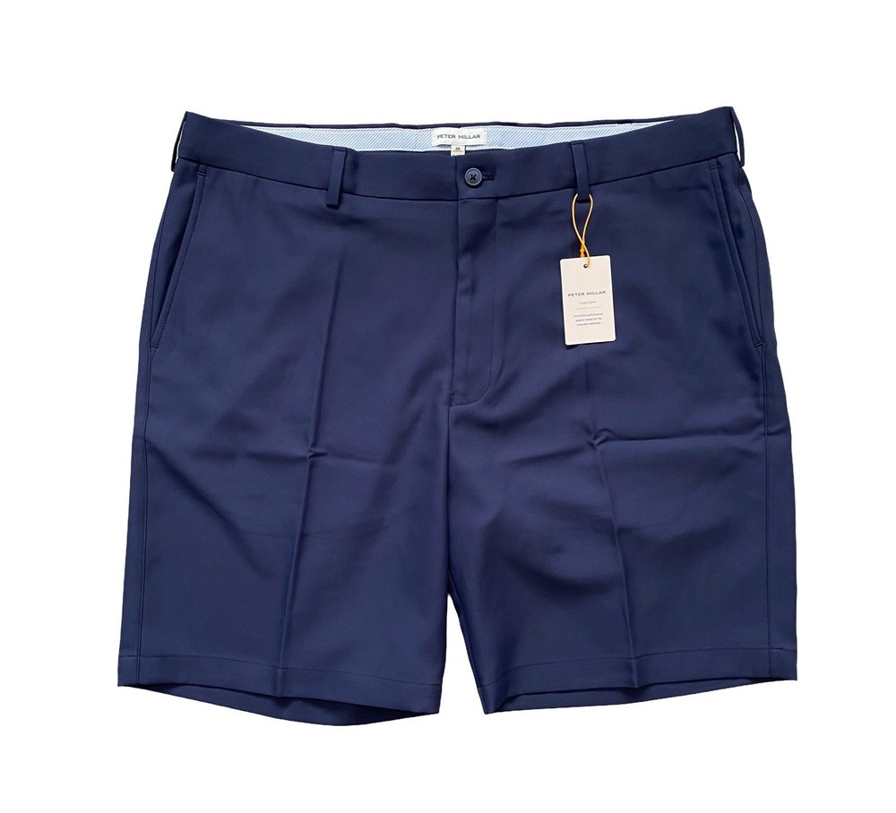 NWT Peter Millar Salem Performance Lightweight Golf  Navy Stretch Shorts 38