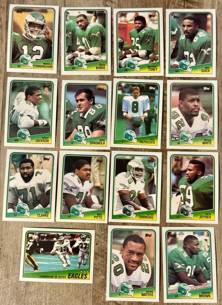 1988 Topps Philadelphia Eagles 15-Card Team Set Football-Cunningham-Reggie White