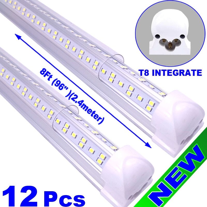 8Foot LED Shop Lights 144W 8ft Led Tube Light Fixture 8' T8 Integrated Bulb 12P