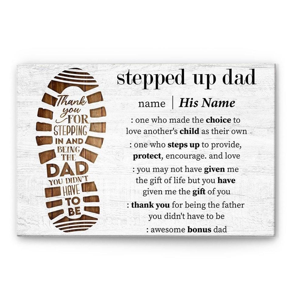 Stepped Up Dad Definition Personalized Poster Wall Art Gift for Father No Frame Included  