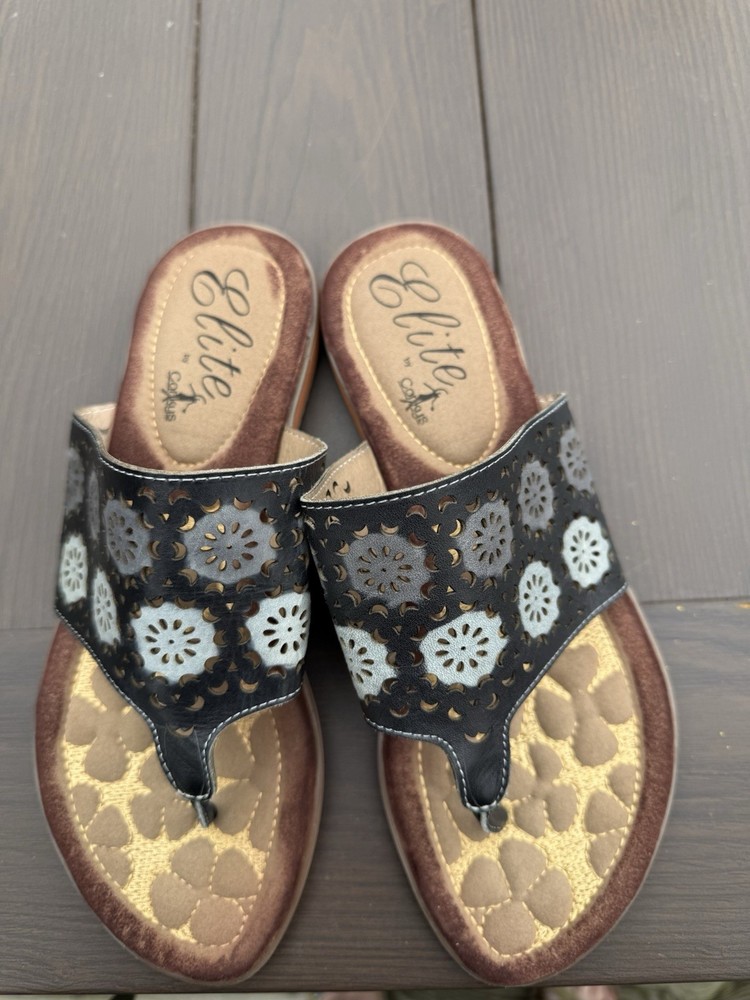 Elite By Corkys sandals size 8 for women black grey leather new