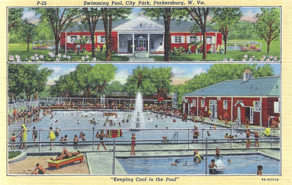 Parkersburg West Virginia WV Swimming Pool City Park UNP Postcard
