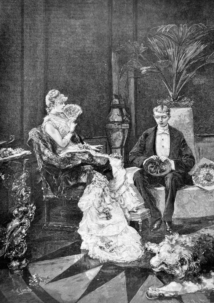 B & W Epoque Nouveau Decorative Poster. Home Graphic Art Design. 4119
