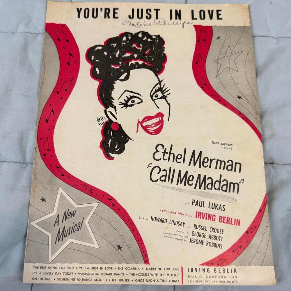 You're Just In Love Irving Berlin by Ethel Merman 1950 Vintage Sheet Music Piano
