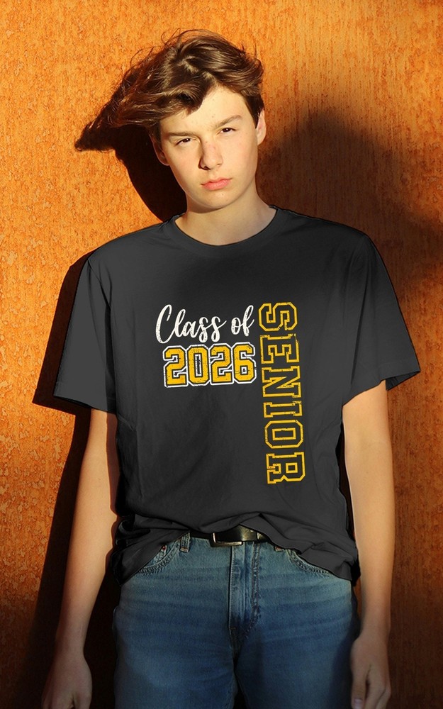 Class of 2026 Senior 26 High School Graduation Black Gold T-Shirt