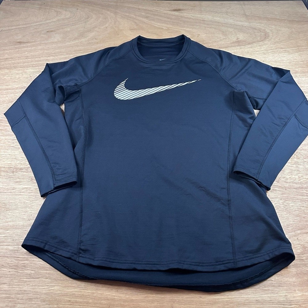 Nike Dri-FIT Long Sleeve Athletic Top Women’s XL Black Swoosh
