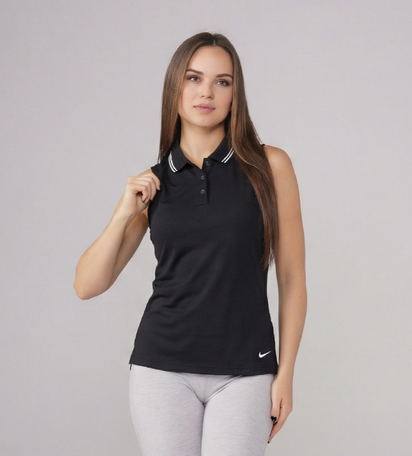 NWOT Nike Women’s Dri‑FIT Black Collared Sleeveless Golf Tennis Active Top SZ M