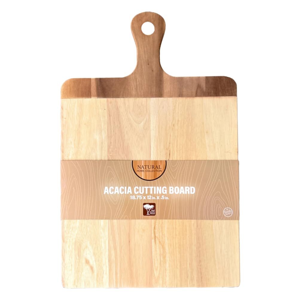 Acacia Wood Cutting Board and Chopping Board with Handle for Meat Cheese Vege...-image
