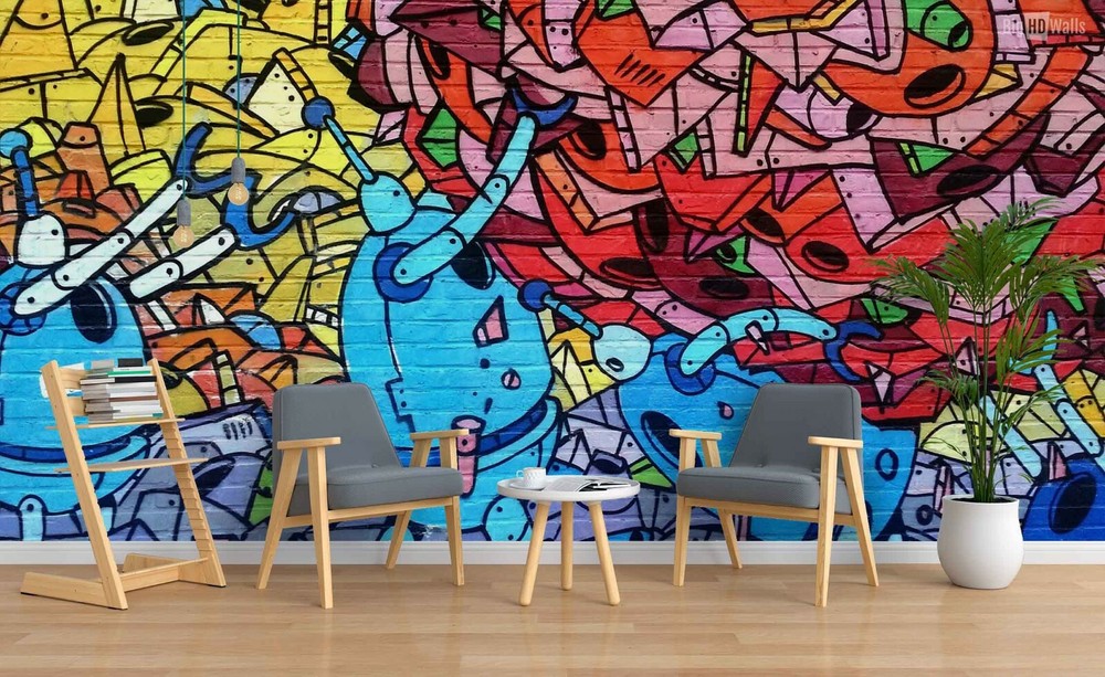 3D Abstract Graffiti Wallpaper Wall Mural Removable Self-adhesive 260-image