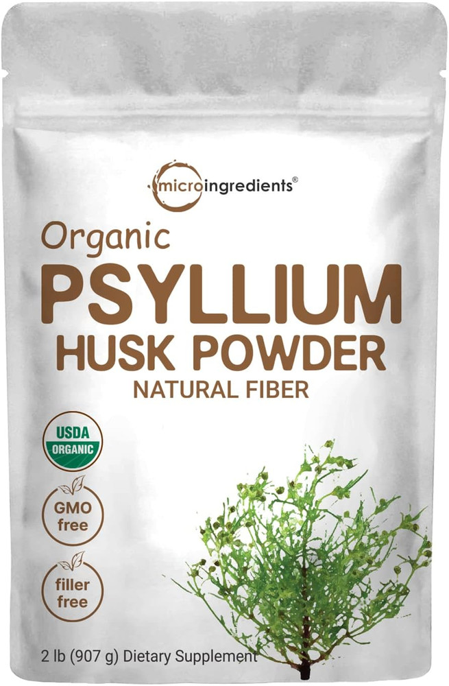 Micro Ingredients Organic Psyllium Husk Powder, 2Lbs (32Oz) | Daily Soluble Fibe