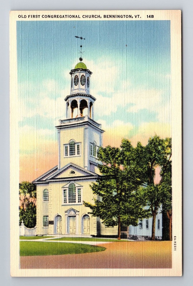 Bennington VT-Vermont, Old First Congregational Church Souvenir Vintage Postcard