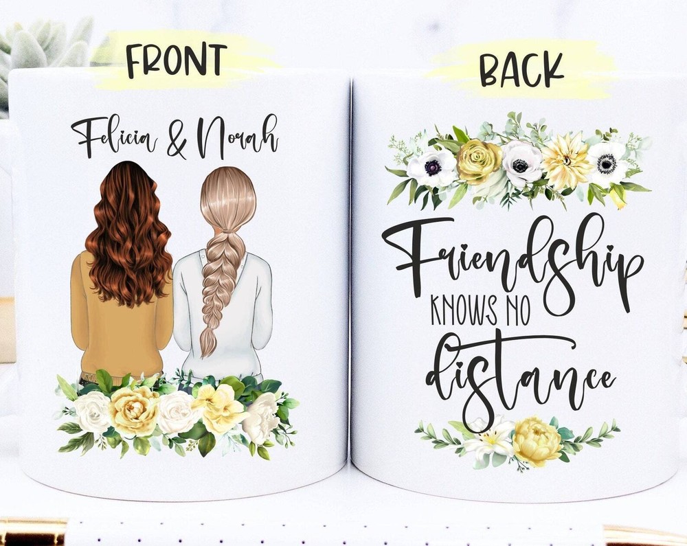 Personalized Long Distance Best Friend Mug - Friendship Knows No Distance