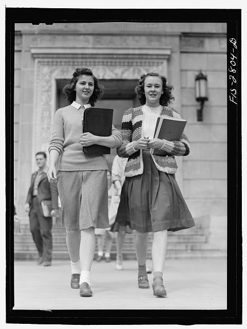 Photo:Ames Iowa 1940s Iowa State College Students Leaving Library