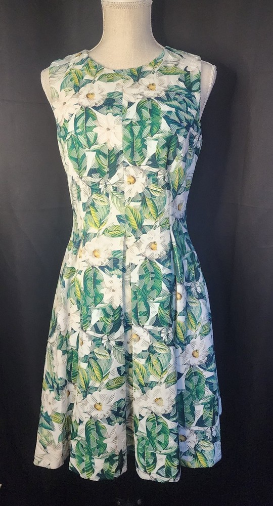Antonio Melani Size 4 White and Green Floral Dress