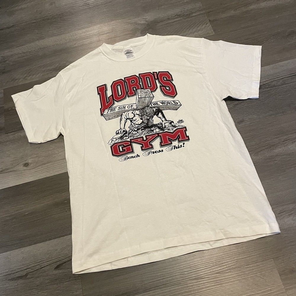Men’s Vintage Early 2000s Lords Gyms Graphic Jesus Tee Size Large