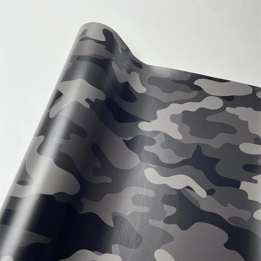 Black Camo Vinyl Wrap Self Adhesive Car Body Film Air Release Vehicle Style