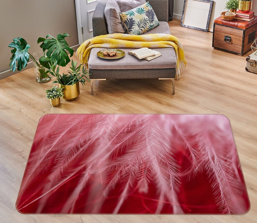 3D Pink Feather ZHUC1841 Game Non Slip Carpet Mat Photo Carpet Amy