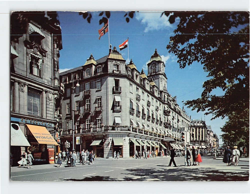 Postcard Karl Johansgate Grand Hotel Oslo Norway
