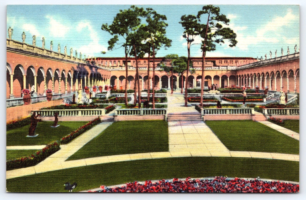 Sarasota Florida Fl Ringling Art Museum Inner Court Vintage Postcard