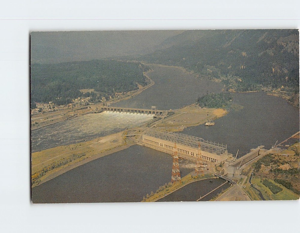Postcard Aerial View Bonneville Dam on the Columbia River USA