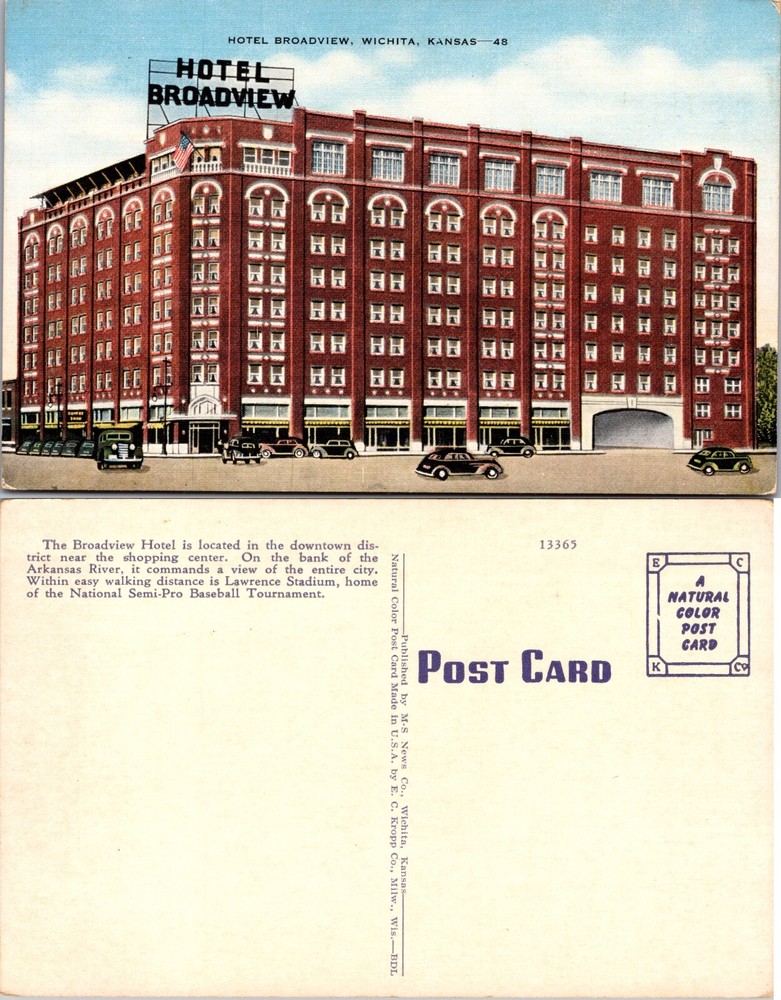 Hotel Broadview Wichita Kansas KS Postcard