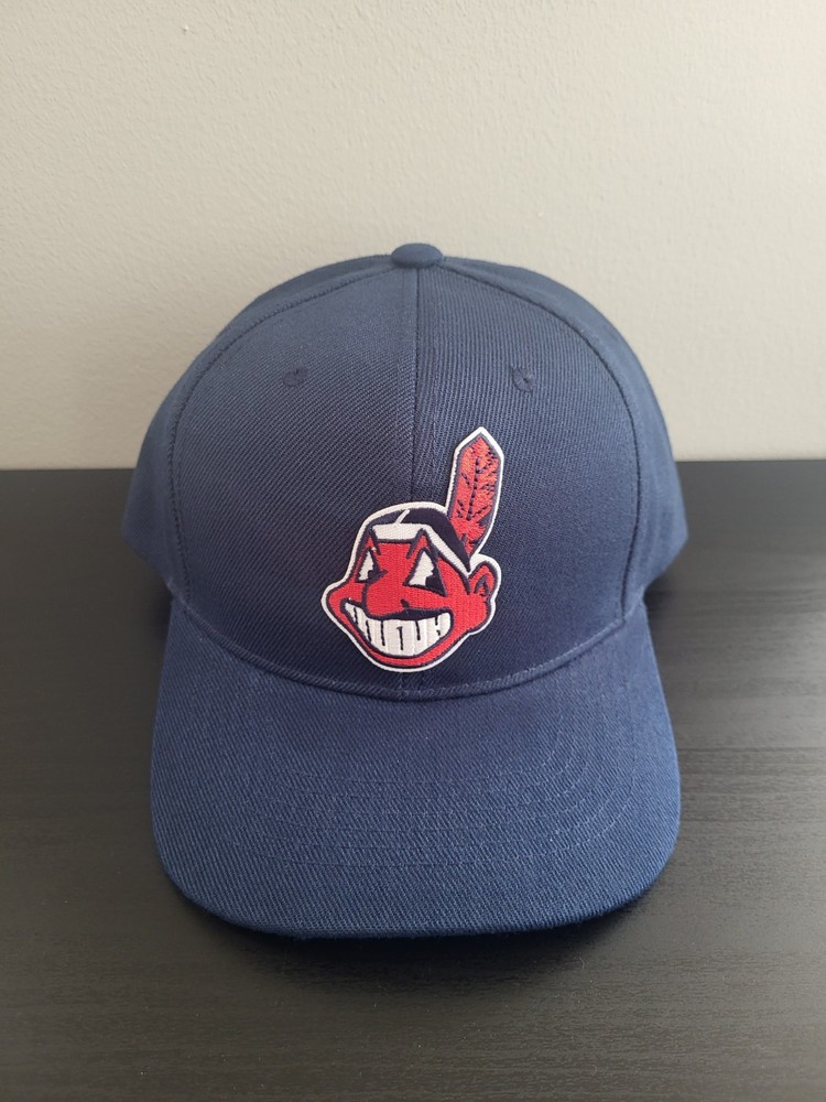 Cleveland Indians Chief Wahoo Throwback Logo Blue Baseball Cap Hat Adjustable