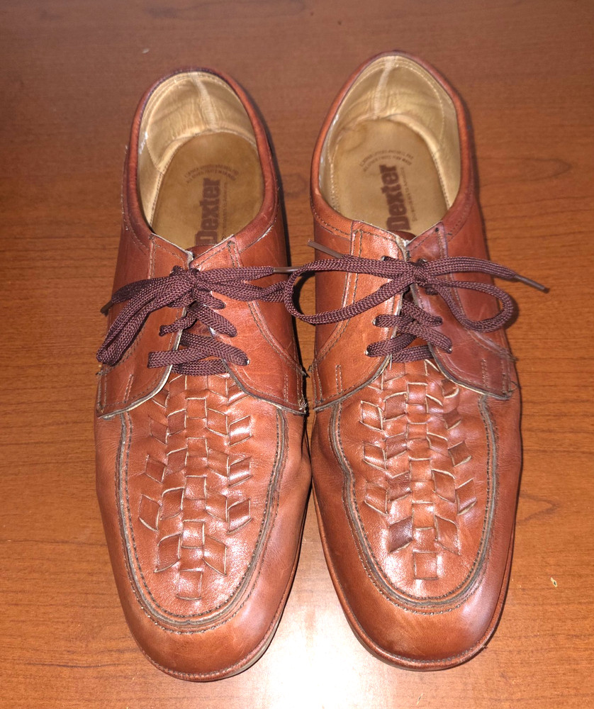 Dexter Woven Shoes Women's Sz.12  Woven Brown Leather Lace Up.