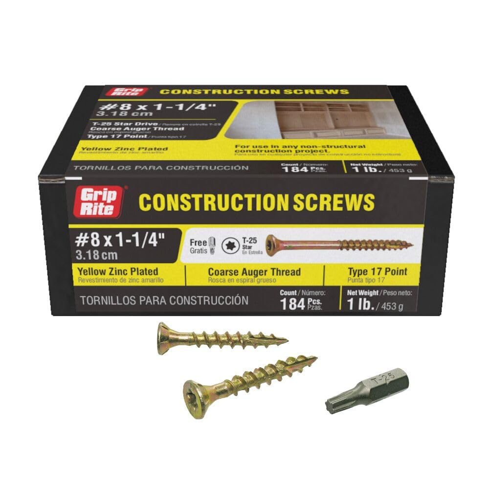 Grip Rite Prime Guard 114GCS1 T25 Star Drive Construction Screws with Type 17 Ti