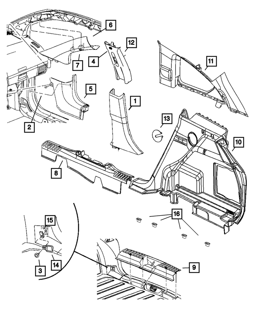 Genuine Mopar Right B Pillar Lower Trim Panel YD82BDAAG