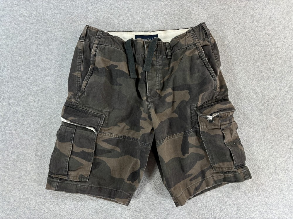 Abercrombie & Fitch Distressed Camouflage Cargo Shorts (Men's 30) Green - 9