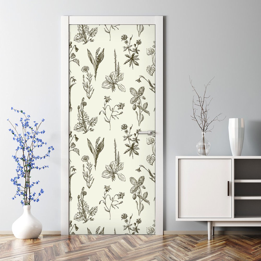 Wildflower Bubble-Free Golden Door Decal Wall Art Sticker