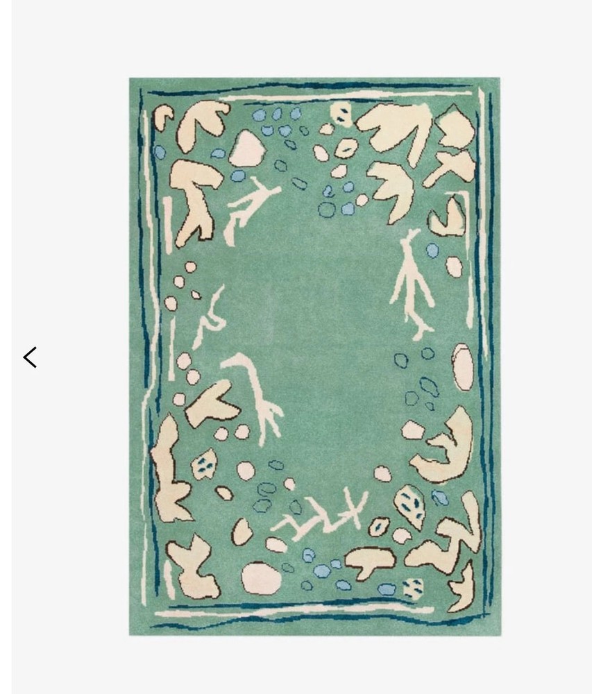 Hand Tufted Abstract Rug | Modern Pastel Blue & Green Animal Print Carpet
